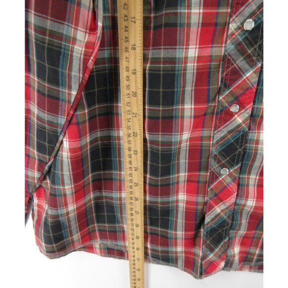 VINTAGE Wrangler Shirt XL Western Pearl Snap Plaid Cowboy Rodeo 80s 90s - Picture 4 of 10